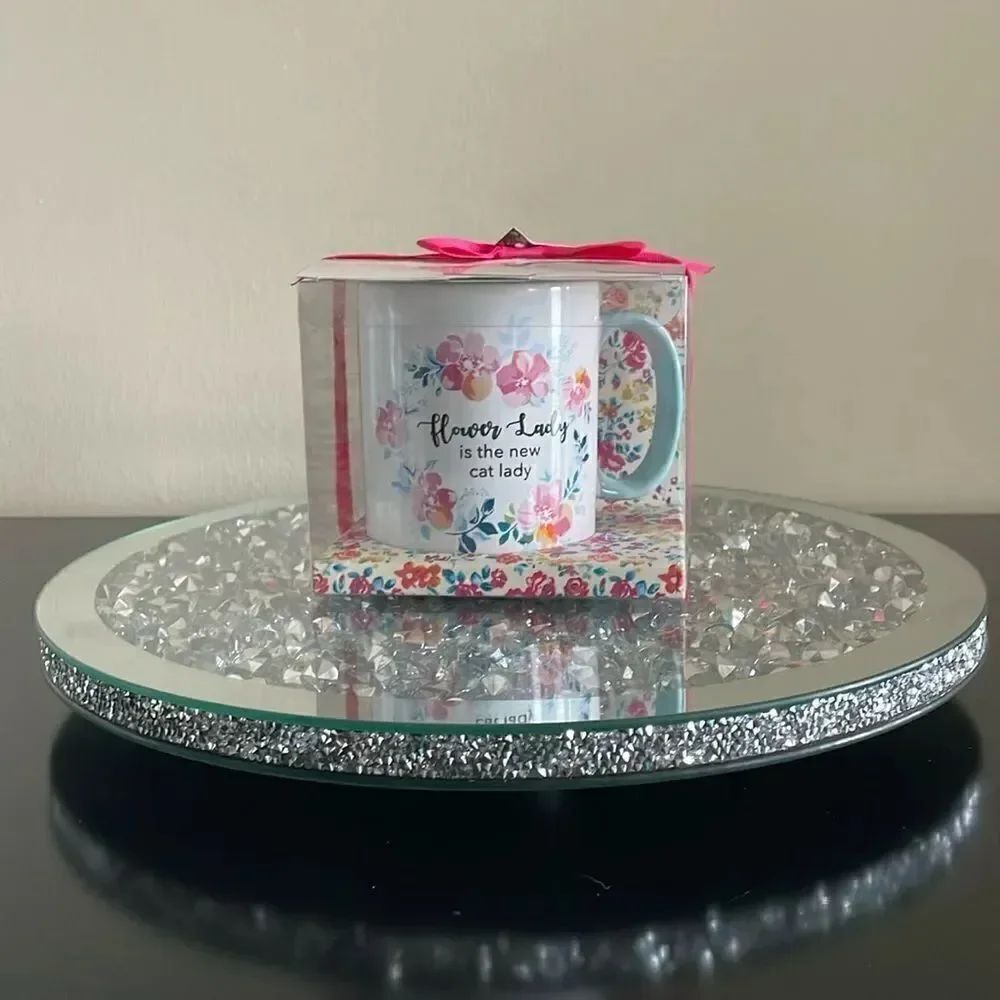 New in box Eccolo Flower lady ceramic coffee mug floral print perfect gift